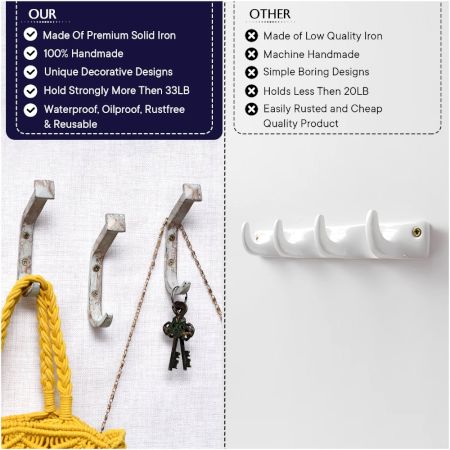 Double Prong Rustic Hooks Antique Cast Iron Hooks